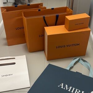 Bundle of 2 Empty Louis Vuitton boxes 2 shopper bags ribbon wrapping paper